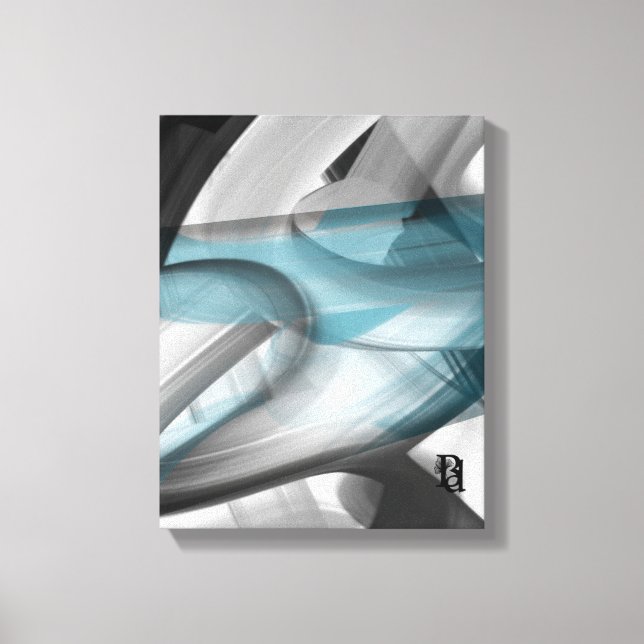 Lienzo 11x14" Trend Abstract Art Canvas Black White Blue (Anverso)