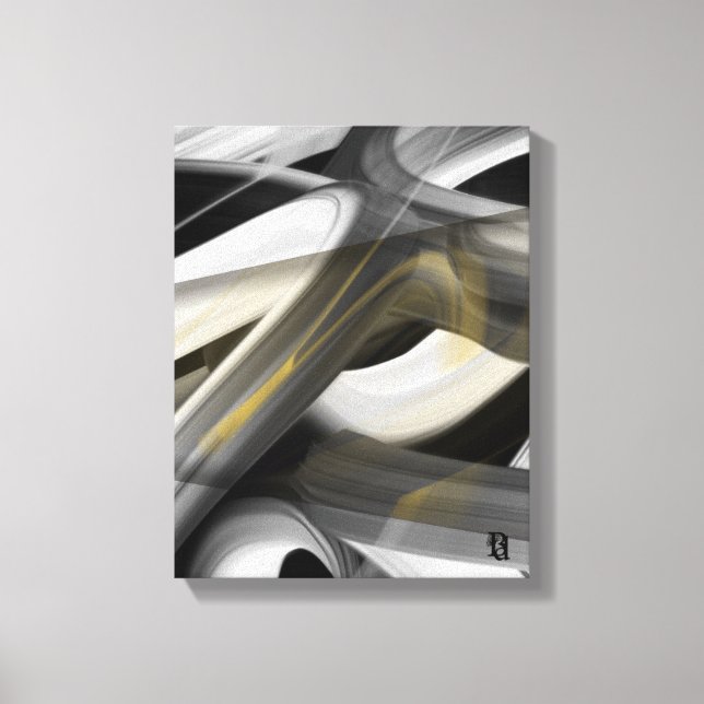 Lienzo 11x14" Trend Abstract Art Canvas Black White Gold (Anverso)