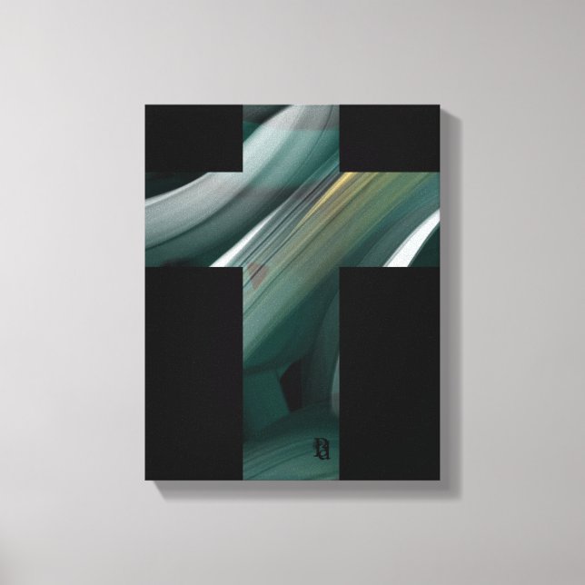 Lienzo 11x14" Trend Abstract Art Canvas Black White Green (Anverso)