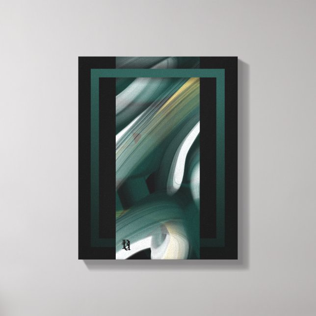 Lienzo 11x14" Trend Abstract Art Canvas Black White Green (Anverso)