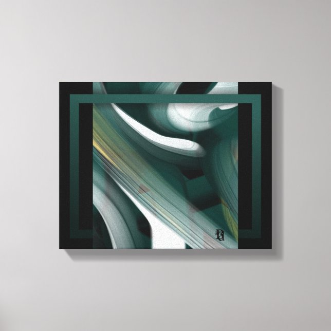 Lienzo 11x14" Trend Abstract Art Canvas Black White Green (Anverso)
