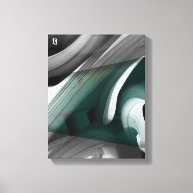 Lienzo 11x14" Trend Abstract Art Canvas Black White Green (Anverso)