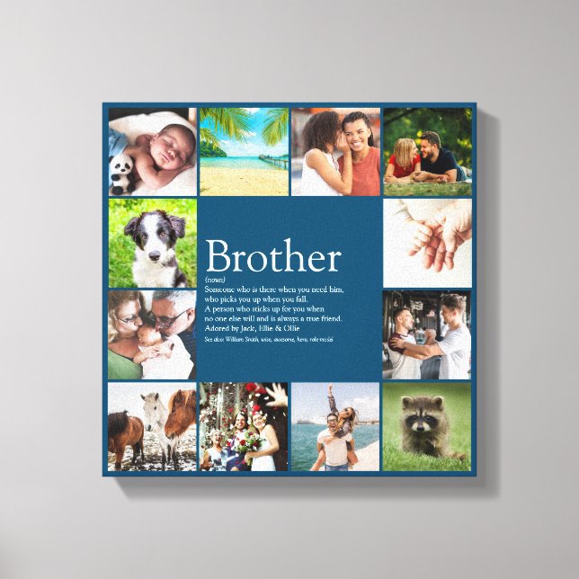 Lienzo 12 Photo Collage Blue Fun Cool Brother Definition (Anverso)