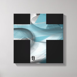 Lienzo 12x12" Trend Abstract Art Canvas Black White Blue
