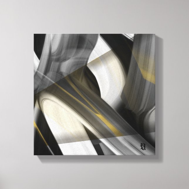 Lienzo 12x12" Trend Abstract Art Canvas Black White Gold (Anverso)