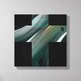 Lienzo 12x12" Trend Abstract Art Canvas Black White Green