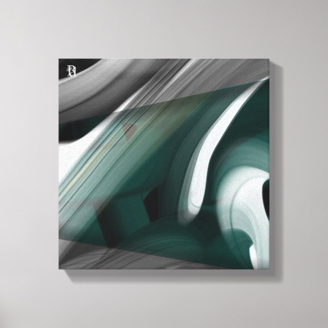 Lienzo 12x12" Trend Abstract Art Canvas Black White Green (Anverso)