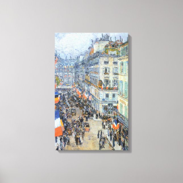 Lienzo 14 de julio, calle Daunou por Childe Hassam (Anverso)