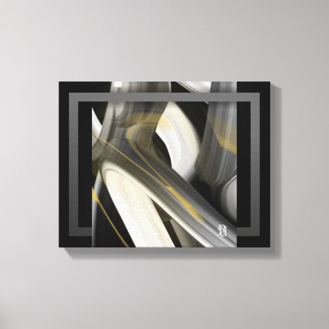 Lienzo 14x11" Trend Abstract Art Canvas Black White Gold (Anverso)