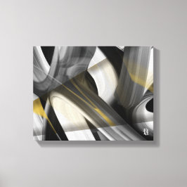Lienzo 14x11" Trend Abstract Art Canvas Black White Gold