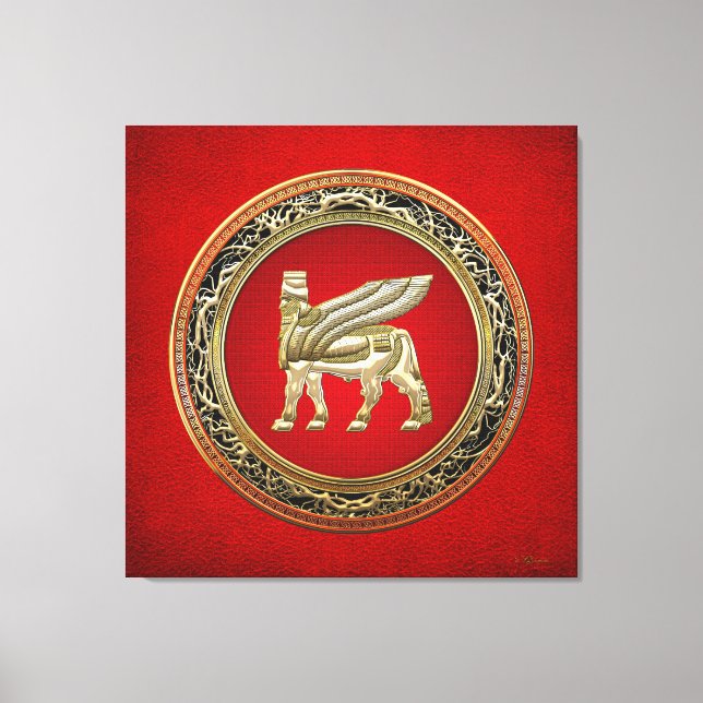 Lienzo [150] Lamassu de toro alado babilónico [3D] (Anverso)