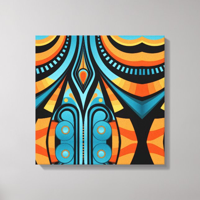 Lienzo 155 formas simples de patrón azul y naranja (Anverso)