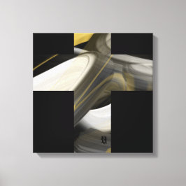 Lienzo 16x16" Trend Abstract Art Canvas Black White Gold