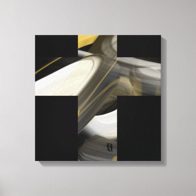 Lienzo 16x16" Trend Abstract Art Canvas Black White Gold (Anverso)