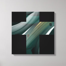 Lienzo 16x16" Trend Abstract Art Canvas Black White Green