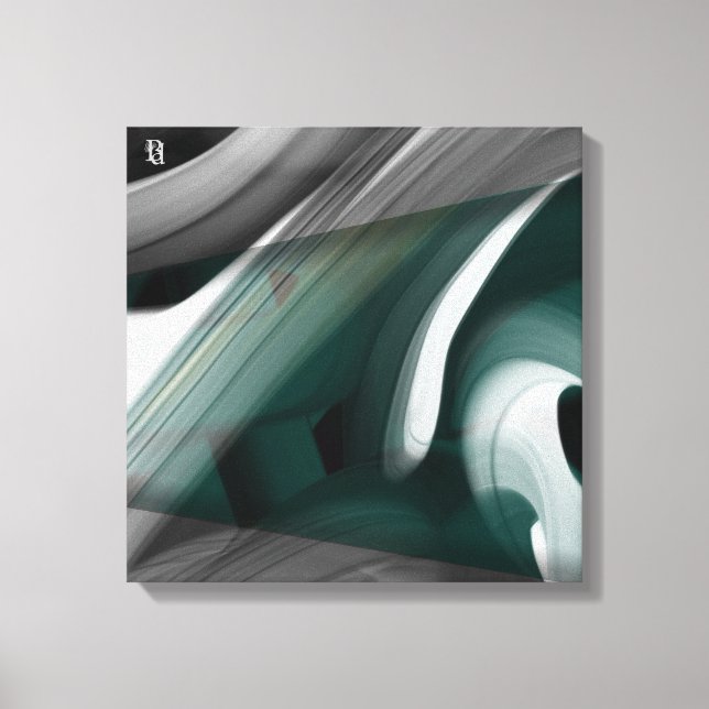 Lienzo 16x16" Trend Abstract Art Canvas Black White Green (Anverso)