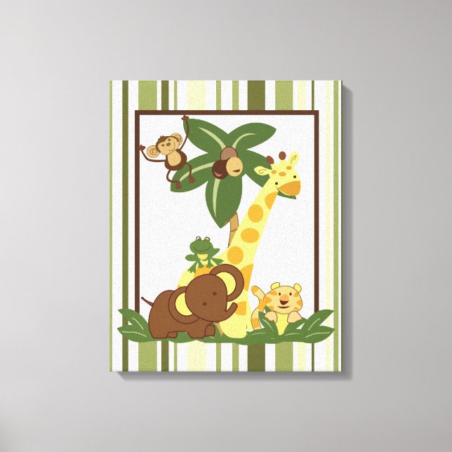 Lienzo 16x20 Canvas Art Nursery Print Jungle Babies (Anverso)