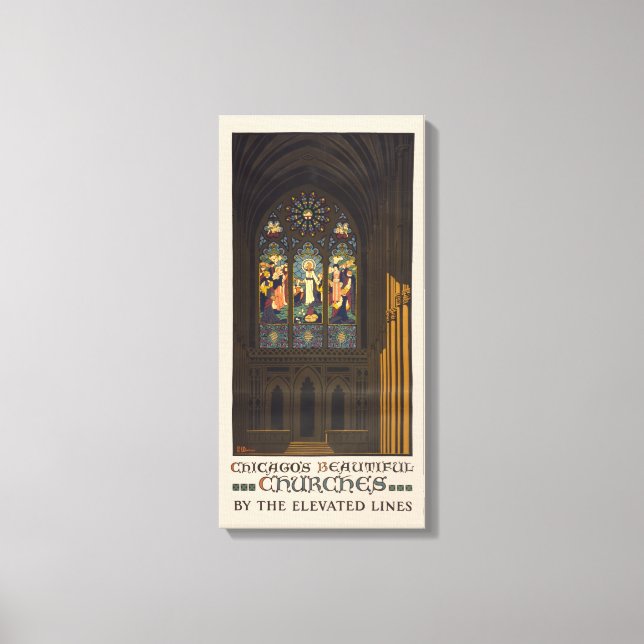 Lienzo 1923 Poster De Una Iglesia Con Ventanilla De Vidri (Anverso)