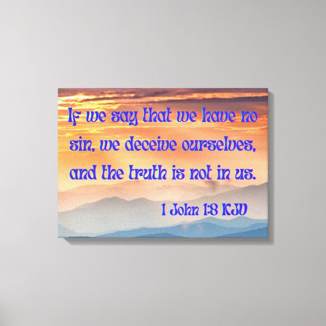 Lienzo 1 Juan 1:8 Biblia Verse KJV Pic Wall Art (Anverso)