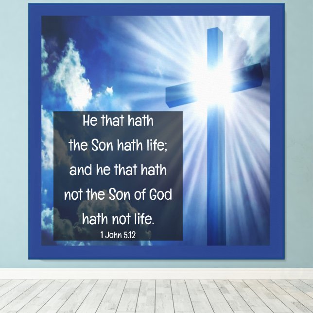 Lienzo 1 Juan 5:12 (Insitu (piso de madera))