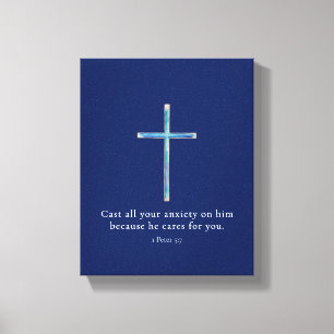 Lienzo 1 Pedro 5:7 Cruz Minimalista