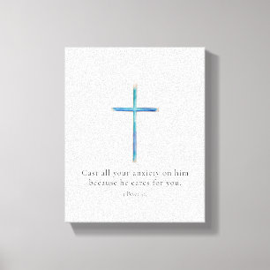 Lienzo 1 Pedro 5:7 Cruz Minimalista