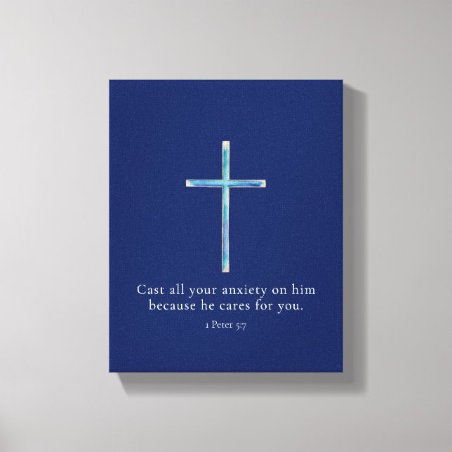 Lienzo 1 Peter 5:7 Cruz Minimalista (Anverso)