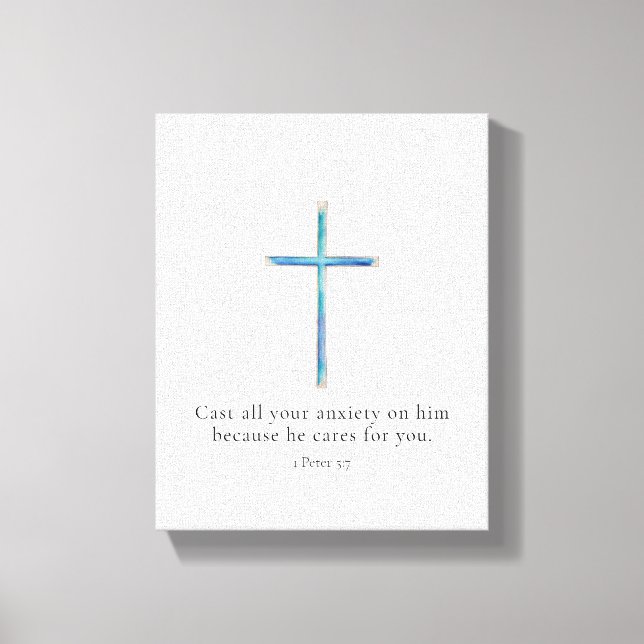 Lienzo 1 Peter 5:7 Cruz Minimalista (Anverso)