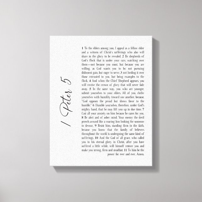 Lienzo 1 Peter 5 Biblia Verse Scripting Wall Art (Anverso)
