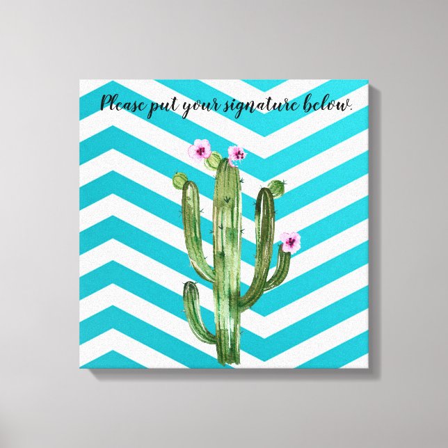 Lienzo 20"x20" Canvas de firma Boho Cacti Cactus Succule (Anverso)