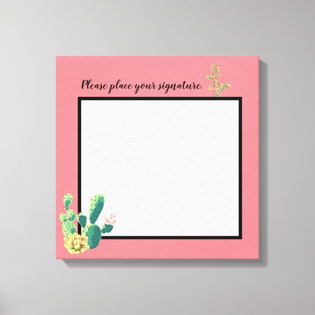 Lienzo 20"x20" Canvas de firma Cactus bohemian Succulent (Anverso)