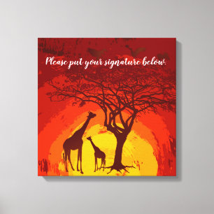 Lienzo 20"x20" Canvas de firma Safari africano Giraffe Su