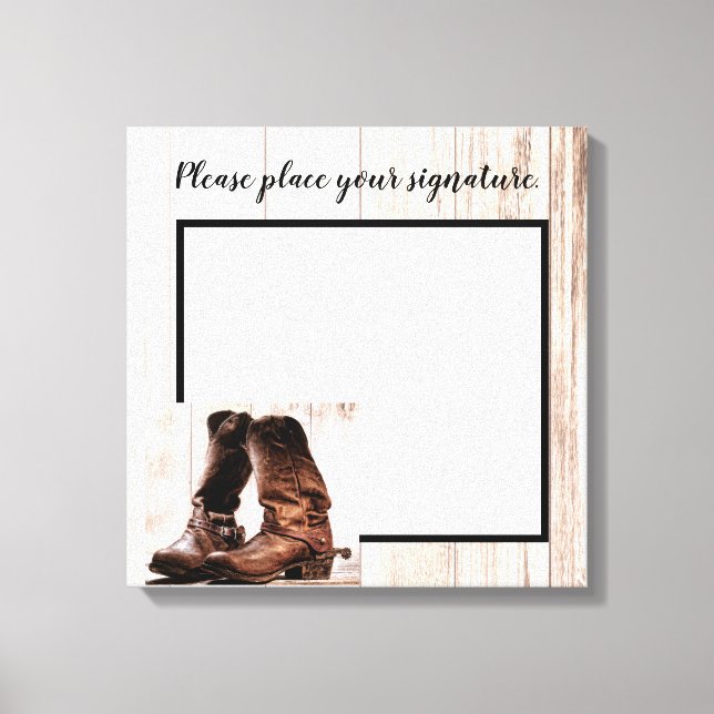 Lienzo 20 "x20" Canvas de firmas botan país Rústico Oeste (Anverso)