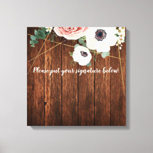 Lienzo 20"x20" Rosa de Jardín Geométrico de tela de firma