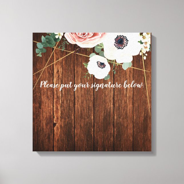 Lienzo 20"x20" Rosa de Jardín Geométrico de tela de firma (Anverso)