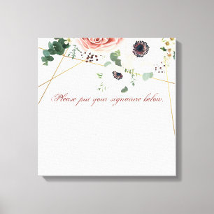 Lienzo 20"x20" Rosa de Jardín Geométrico de tela de firma