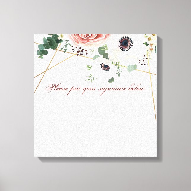 Lienzo 20"x20" Rosa de Jardín Geométrico de tela de firma (Anverso)