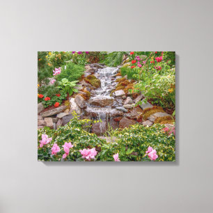 Lienzo 20x16 Cascada con flores de primavera