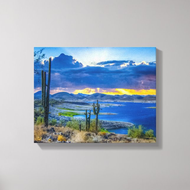 Lienzo 2309-2-Lake Pleasant at Sunset (Anverso)