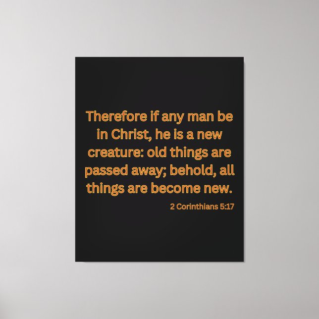 Lienzo 2 Corintios 5:17 Biblia Verse KJV Wall Art (Anverso)