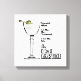 Lienzo 3 a 1 (Wet) Martini Cocktail Receta Art 12"x12"