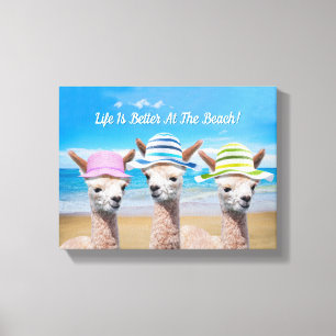 Lienzo ¡3 Alpacas La vida es mejor en la playa! Tu foto