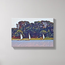 Lienzo 3 Carrera de Cotuit Skiff en barco