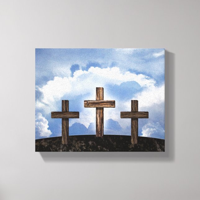 Lienzo 3 cruces ásperas con cielo (Anverso)
