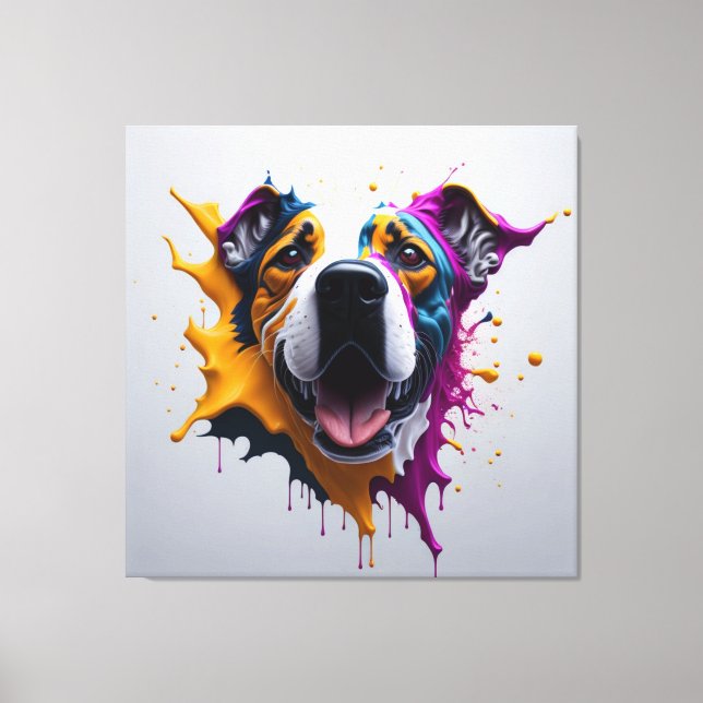 Lienzo 3D Dog incredibly realistic, PREMIUM CANVAS PRINT (Anverso)