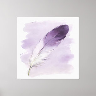 Lienzo 3D Impasto Acuarela Pluma Púrpura Boho Elegante