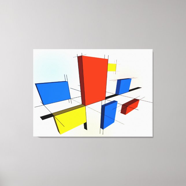 Lienzo 3D inspirado en Mondrian (Anverso)