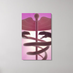 Lienzo 3d rindió el caduceo médico