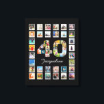Lienzo 40.º Collage de fotos Familiar de Cumpleaños 47 Fo<br><div class="desc">Lienzo de regalo personalizado con 47 fotos de su elección. Una maravillosa idea de regalo para conmemorar el 40 cumpleaños de esa persona especial. CONSEJO SUPERIOR: Si recortas tus fotos en forma cuadrada antes de subirlas, tienes el control de su apariencia. No hay problema si no puedes hacer esto ya...</div>