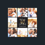 Lienzo 40.º cumpleaños del collage de fotos en negro<br><div class="desc">Celebra tu 40 cumpleaños con estilo con este diseño de 40 años de efecto negro y oro. Un diseño moderno con texto de guión y gráficos en negrita. Cambie el color al personalizar. Parte de una colección.</div>